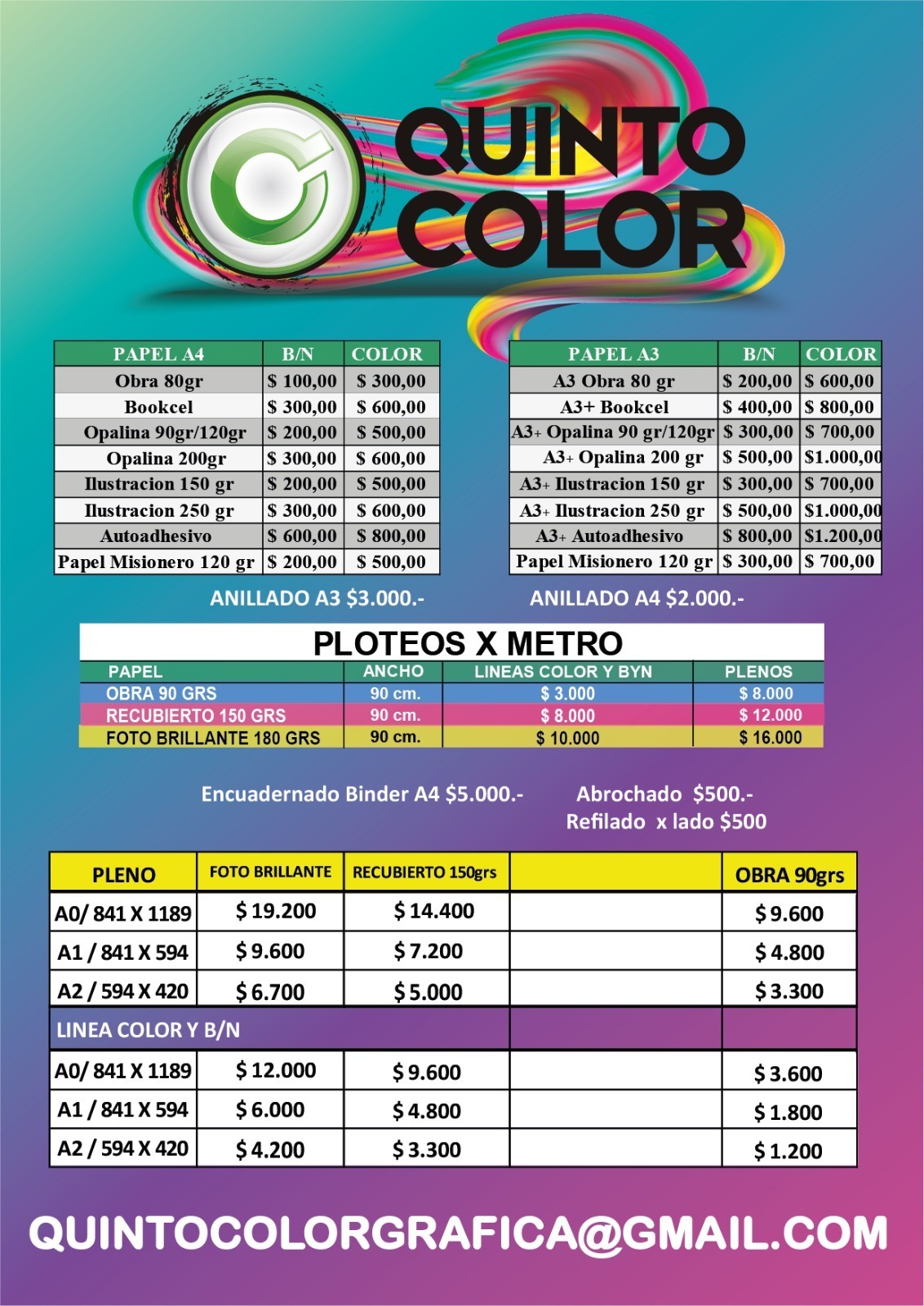 Precio Quinto Color